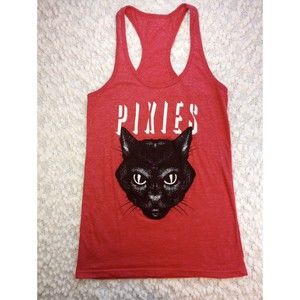 Sz S Pixies Band Official Tour Merch Red Racerback Tank Top with Black Cat
